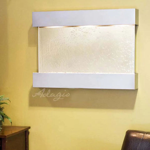 Adagio Water Features Reflection Creek Wall Fountain With Fern Leaves and Brown Leather