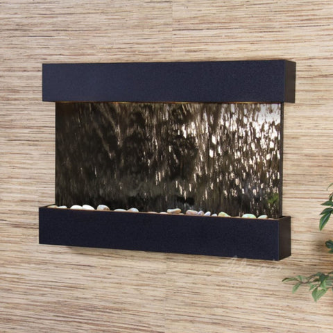 Adagio Water Features Reflection Creek Wall Fountain With Green Leaves-Silver Mirror-Textured Black