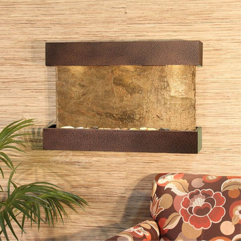 Adagio Water Features Reflection Creek Wall Fountain With Green Leaves And Colorful Couch