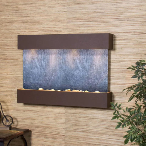 Adagio Water Features Reflection Creek Wall Fountain With Green Plants Black Feather Stone-Woodland Brown