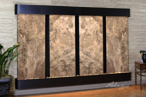 Adagio Water Features Regal Falls Wall Fountain Magnifico Travertine-Blackened Copper-Rounded-White