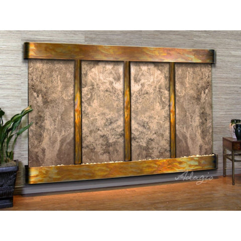 Adagio Water Features Regal Falls Wall Fountain Magnifico Travertine-Rustic Copper-Rounded-White