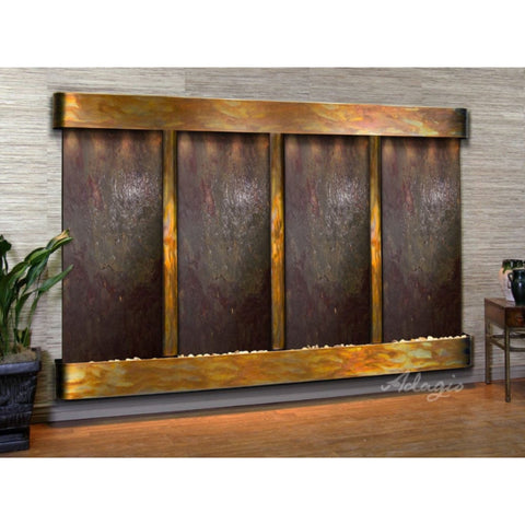 Adagio Water Features Regal Falls Wall Fountain Multi-Color Feather Stone-Rustic Copper-Rounded-White