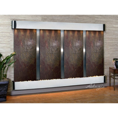 Adagio Water Features Regal Falls Wall Fountain Multi-Color Feather Stone-Stainless Steel-Rounded-White