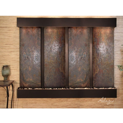 Adagio Water Features Regal Falls Wall Fountain Multi-Color Slate-Blackened Copper-Squared-White