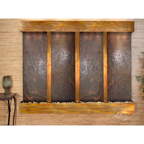 Adagio Water Features Regal Falls Wall Fountain Multi-Color Slate-Rustic Copper-Squared-White