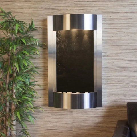 Adagio Water Features Serene Waters Wall Fountain With Artificial Green Plants and Wooden Wall