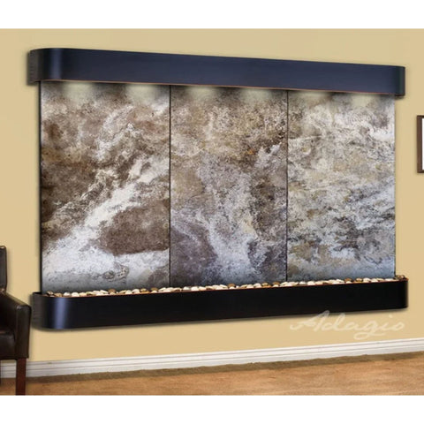 Adagio Water Features Solitude River Three Panel Wall Fountain Magnifico Travertine-Blackened Copper-Rounded-White
