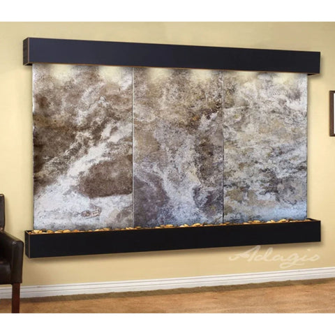 Adagio Water Features Solitude River Three Panel Wall Fountain Magnifico Travertine-Blackened Copper-Squared-White