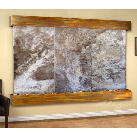 Adagio Water Features Solitude River Three Panel Wall Fountain Magnifico Travertine-Rustic Copper-Squared-White