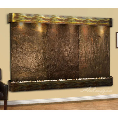 Adagio Water Features Solitude River Three Panel Wall Fountain Multi-Color Slate-Rustic Copper-Rounded-White