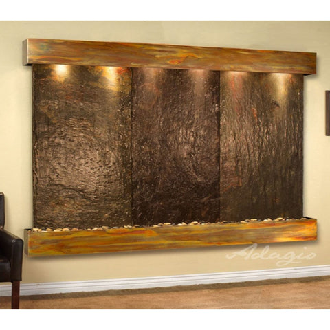 Adagio Water Features Solitude River Three Panel Wall Fountain Nude Accent With Leather Chair