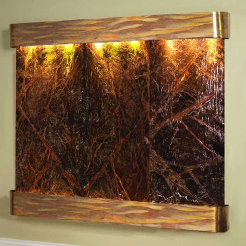 Adagio Water Features Solitude River Three Panel Wall Fountain Rainforest Brown Marble-Rustic Copper-Rounded-White