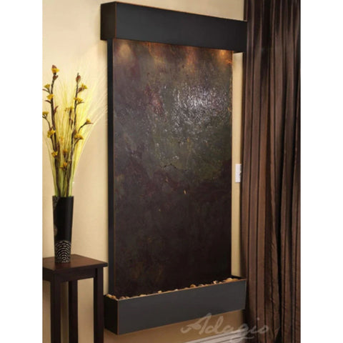 Adagio Water Features Summit Falls Wall Fountain With Artificial Flowers and Hanged Curtain
