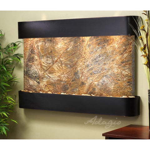 Adagio Water Features Sunrise Springs Wall Fountain With Bamboo Leaves Plants