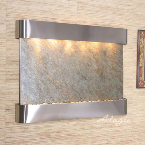 Adagio Water Features Teton Falls Wall Fountain With Neutral Walls And Frame