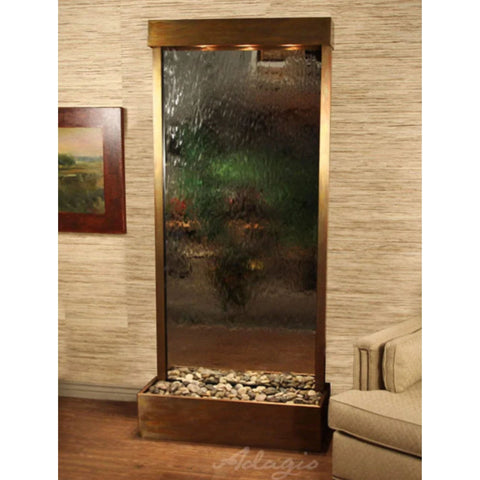 Adagio Water Features Tranquil River Floor Fountain - Rear Mount With Couch and Frame-Rainforest Green Marble Antique Bronze