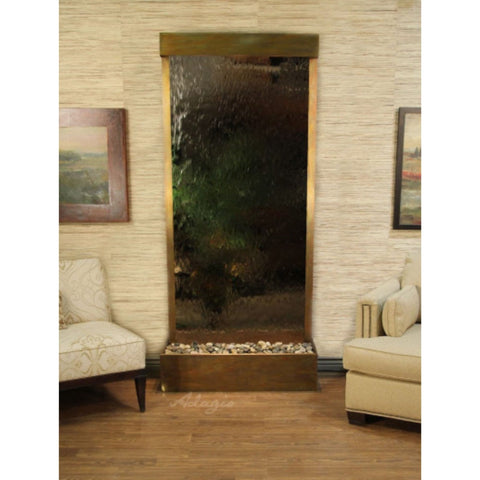 Adagio Water Features Tranquil River Floor Fountain - Rear Mount With Couches and Frames-Rainforest Green Marble Antique Bronze