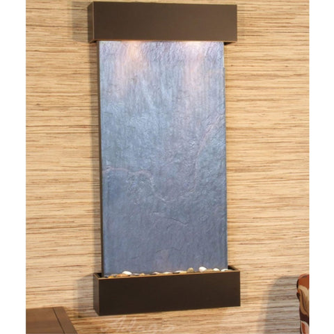 Adagio Water Features Whispering Creek Wall Fountain Black Feather Stone Blackened Copper White