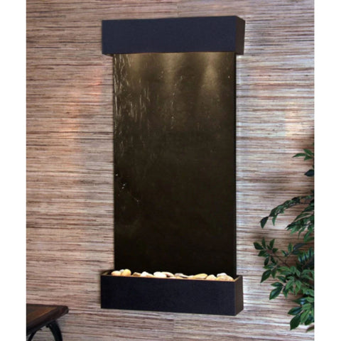 Adagio Water Features Whispering Creek Wall Fountain Black Feather Stone Textured Black White