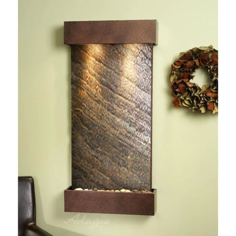 Adagio Water Features Whispering Creek Wall Fountain Green Feather Stone Copper Vein White
