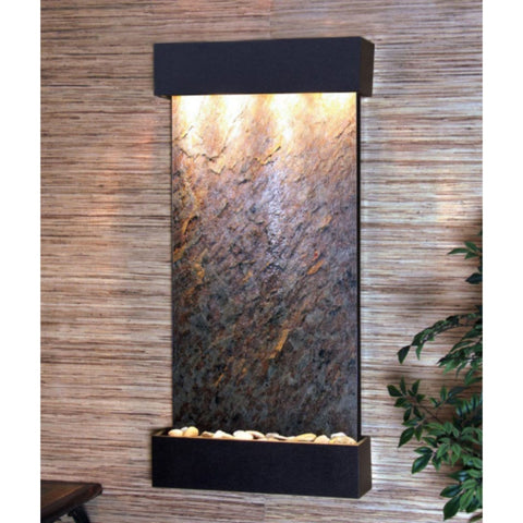 Adagio Water Features Whispering Creek Wall Fountain Green Feather Stone Textured Black White