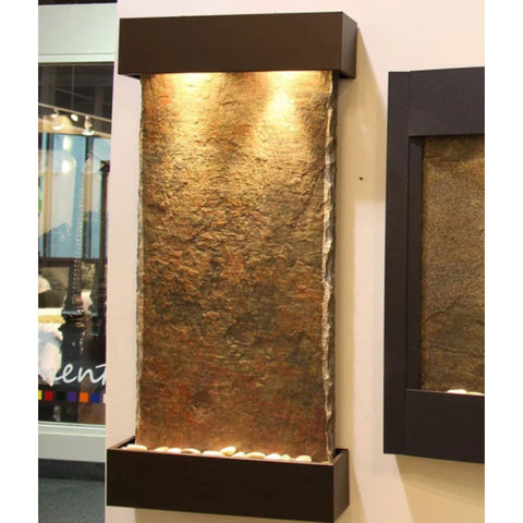 Adagio Water Features Whispering Creek Wall Fountain Green Slate Antique Bronze White Side View