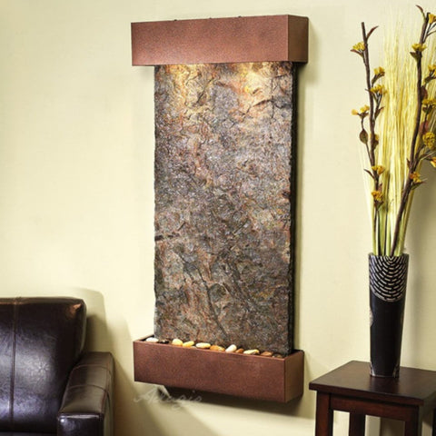 Adagio Water Features Whispering Creek Wall Fountain Green Slate Copper Vein White