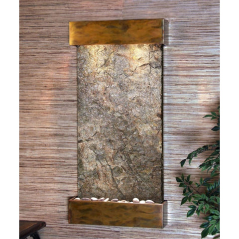 Adagio Water Features Whispering Creek Wall Fountain Green Slate Rustic Copper White