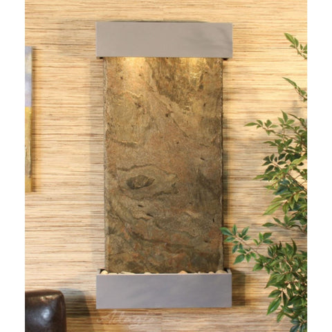 Adagio Water Features Whispering Creek Wall Fountain Green Slate Silver Metallic White Front