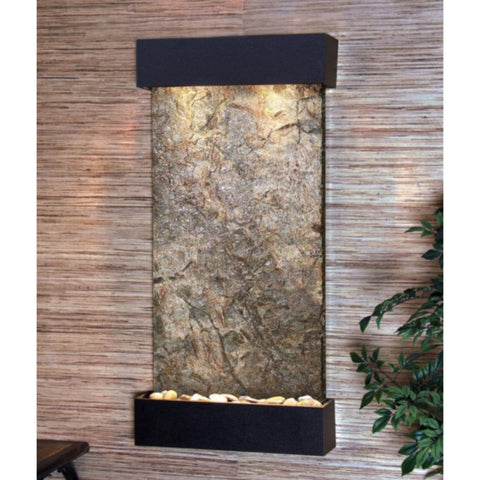 Adagio Water Features Whispering Creek Wall Fountain Green Slate Textured Black White