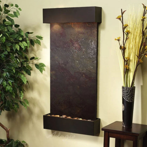 Adagio Water Features Whispering Creek Wall Fountain Multi-Color Feather Stone Antique Bronze White