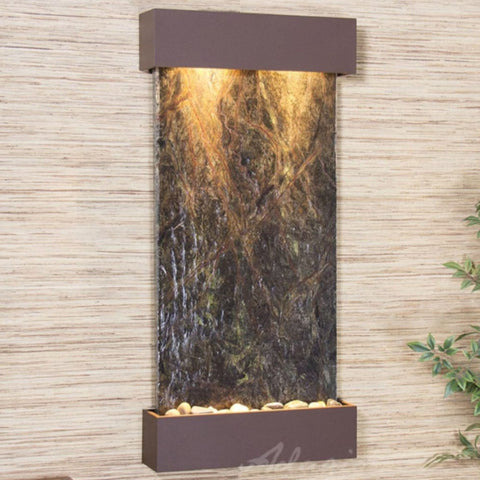 Adagio Whispering Creek Modern Wall Water Fountain Rainforest Green Marble Woodland Brown White