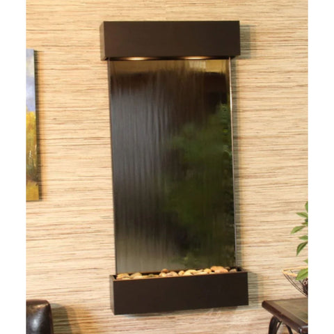 Adagio Whispering Creek Modern Wall Water Fountain Silver Mirror Antique Bronze White