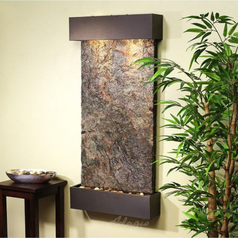 Adagio Whispering Creek Wall Fountain Green Slate Antique Bronze White