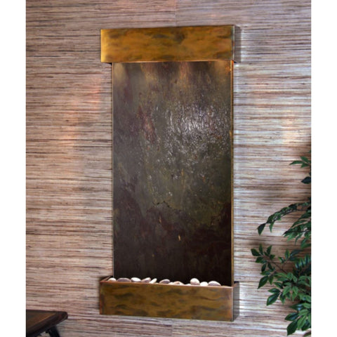 Adagio Whispering Creek Wall Fountain Multi-Color Feather Stone Rustic Copper White