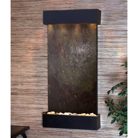 Adagio Whispering Creek Wall Fountain Multi-Color Feather Stone Textured Black White