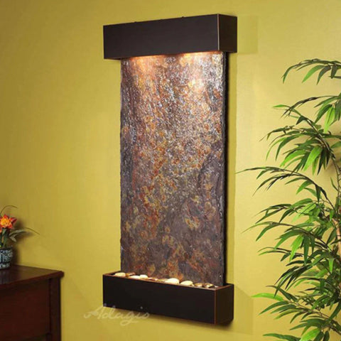 Adagio Whispering Creek Wall Fountain Multi-Color Slate Blackened Copper White Side View