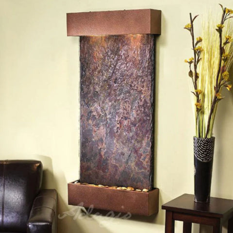 Adagio Whispering Creek Wall Fountain Multi-Color Slate Copper Vein White Side View