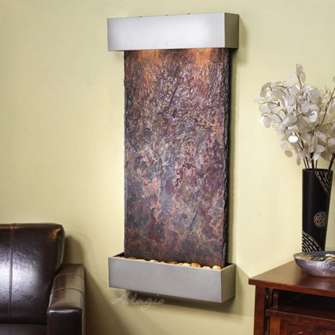 Adagio Whispering Creek Wall Fountain Multi-Color Slate Silver Metallic White