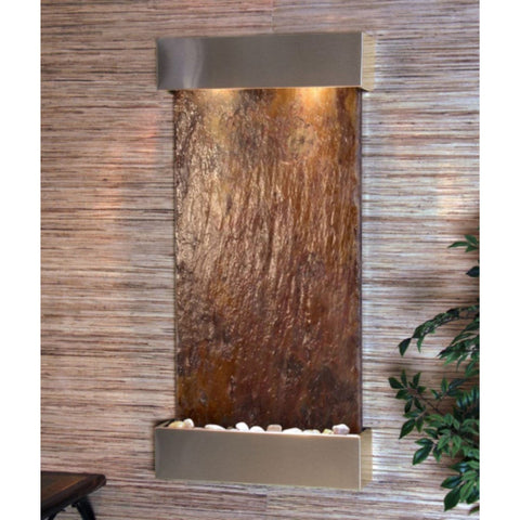 Adagio Whispering Creek Wall Fountain Multi-Color Slate Stainless Steel White