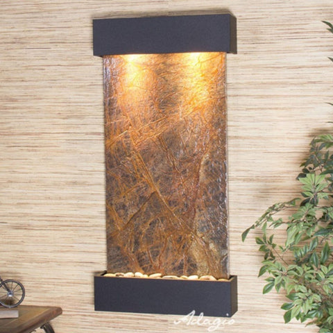 Adagio Whispering Creek Wall Fountain Rainforest Brown Marble Textured Black White