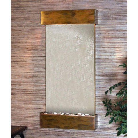 Adagio Whispering Creek Wall Fountain for Home or Office Silver Mirror Rustic Copper White