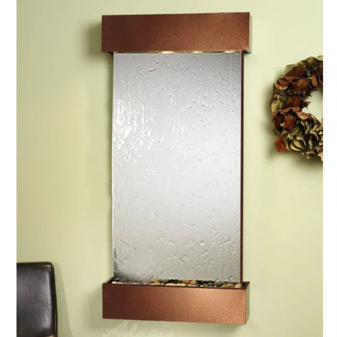 Adagio Whispering Creek Wall Fountain for Home or Office Silver Mirror Woodland Brown White