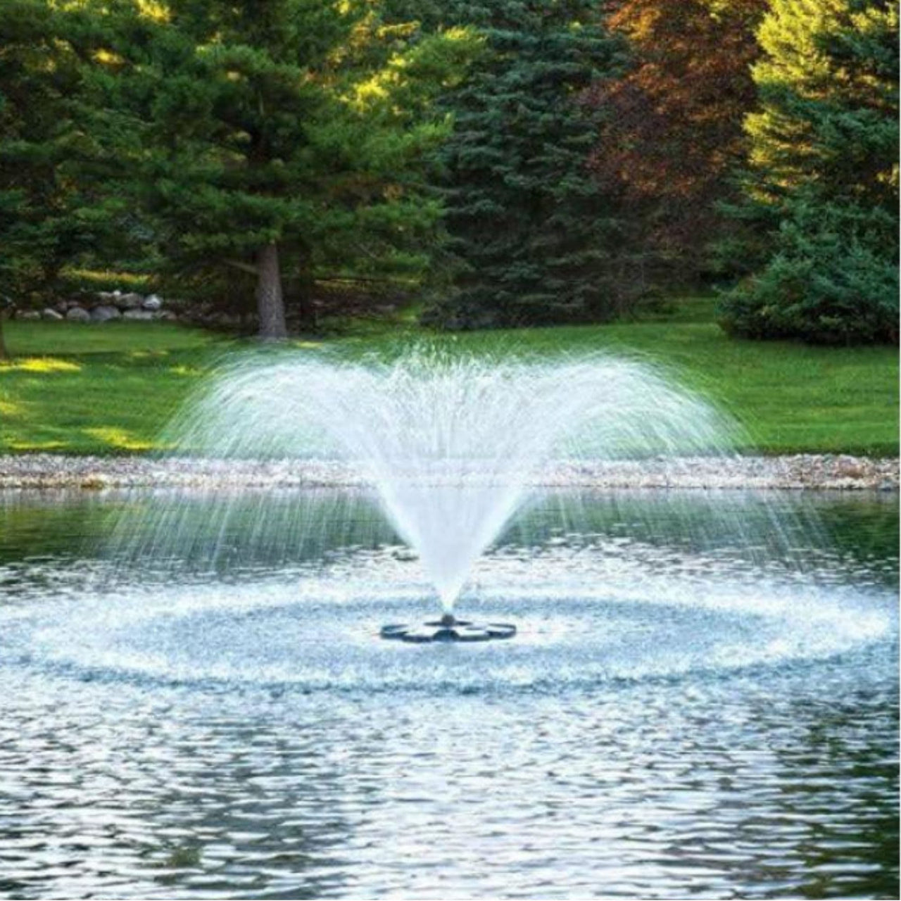 Airmax EcoSeries Fountain Surrounded By Lush Trees