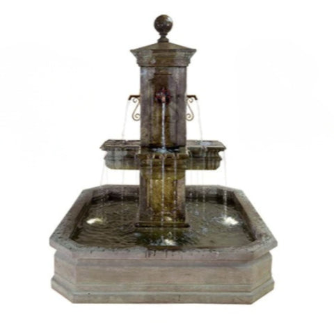 Anduze Carre Fountain with Square Pond For Spouts With Plain White Background