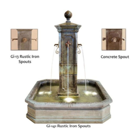 Anduze Colonne Fountain For Spouts With Three Spouts Option