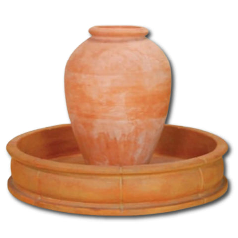 Anfora Fountain Small with 51inch Concrete Pond With Plain White Background