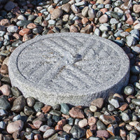 Thumbnail for Angled Millstone Granite Stone Fountain Surrounded By Colorful Garden Stones