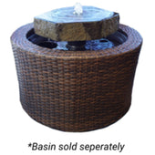 Anjon Round Birdbath Basalt Fountain Plain White Background